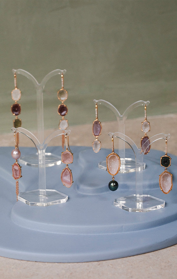 OLIVINA earrings, pink/white