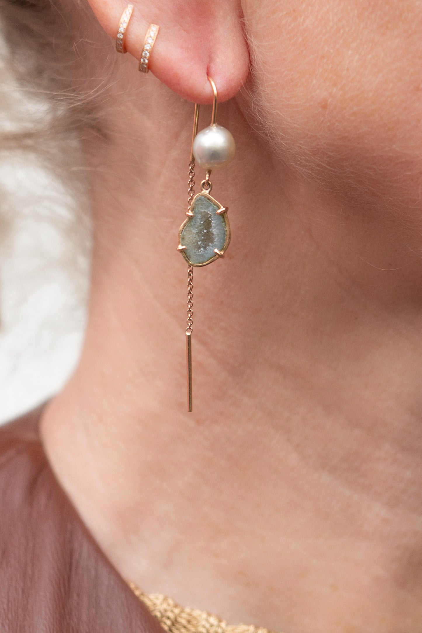 Manou earrings, green turquoise