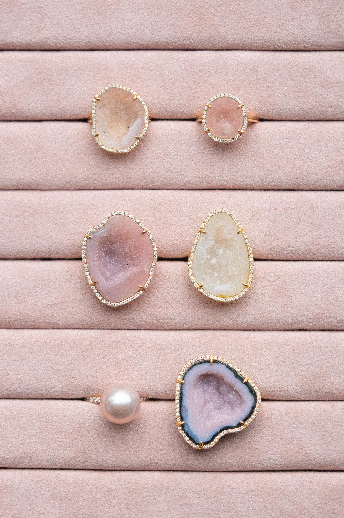 SELENE ring, pearl/pink