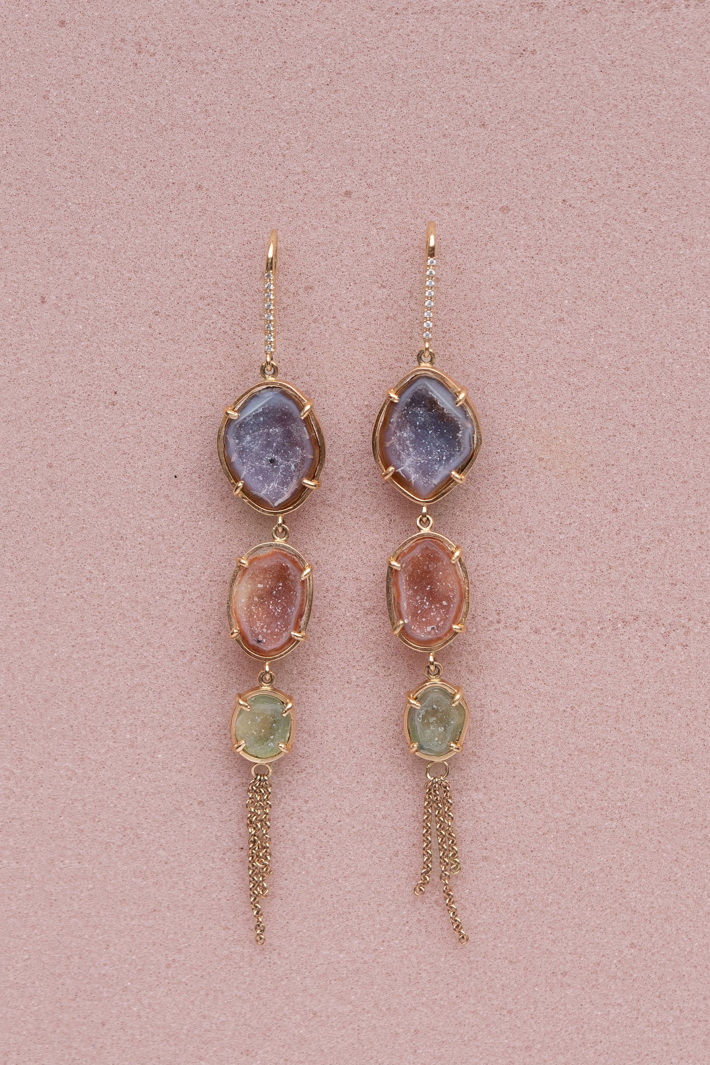 AUDREY earrings, lilac/nude/green