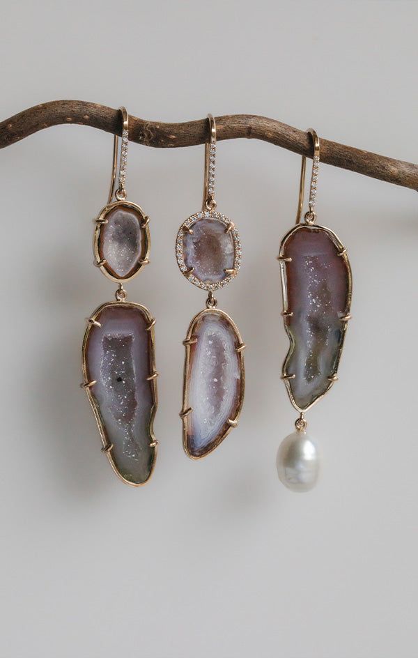 OLIVINA earrings, pink/white