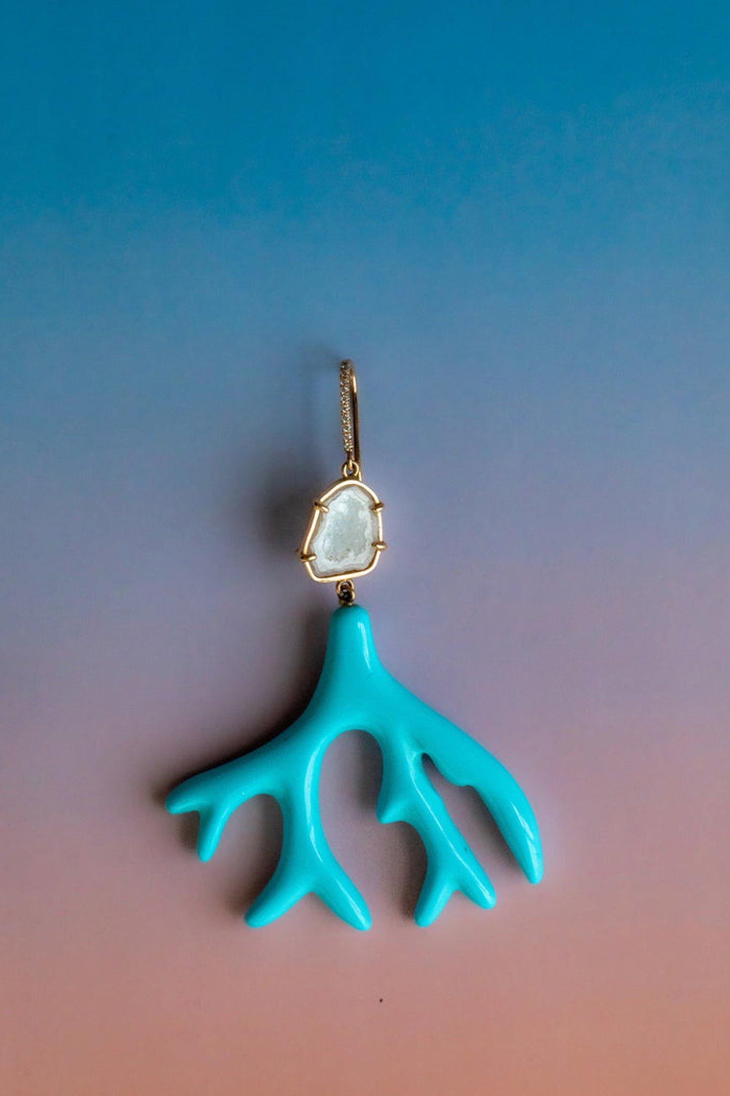 LINNA earring L, turquoise/white
