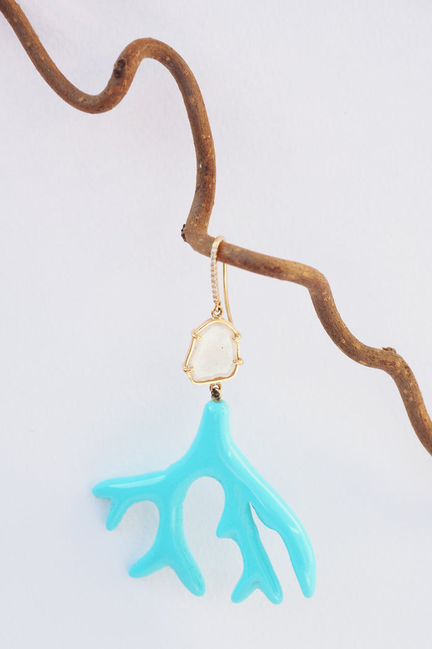 LINNA earring L, turquoise/white