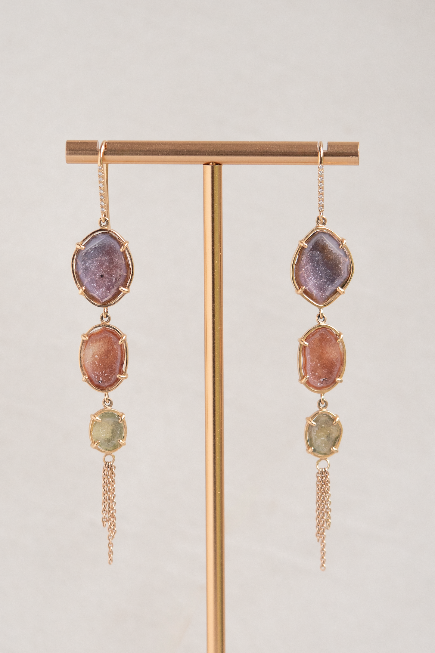 AUDREY earrings, lilac/nude/green