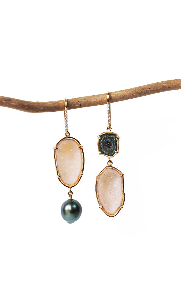 OLIVINA earrings, green/orange