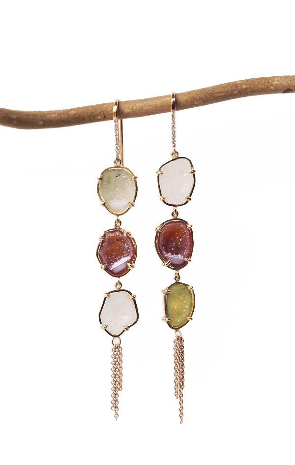 AUDREY earrings, white/green/red