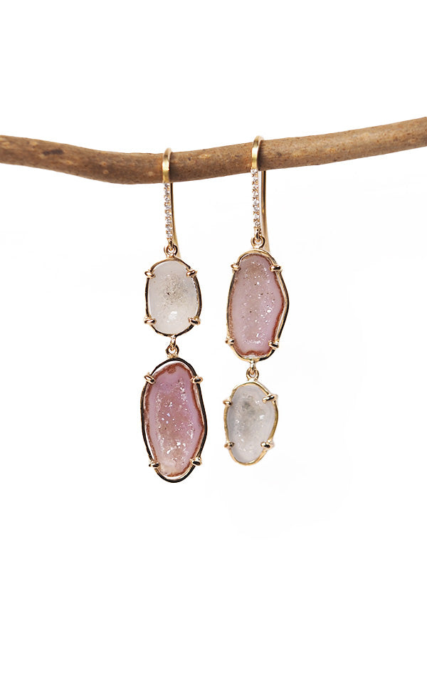 OLIVINA earrings, pink/white