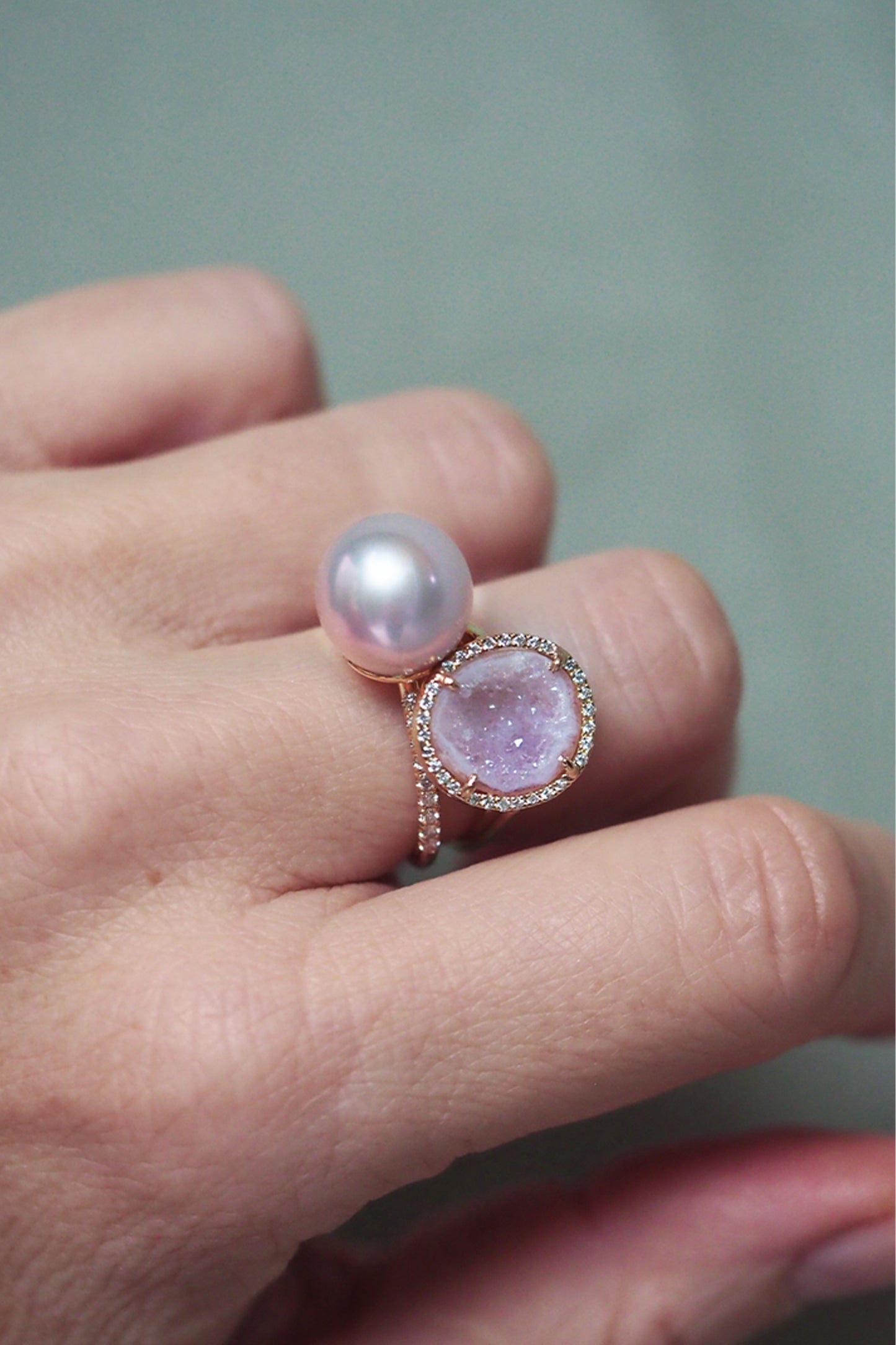 SELENE ring, pearl/pink