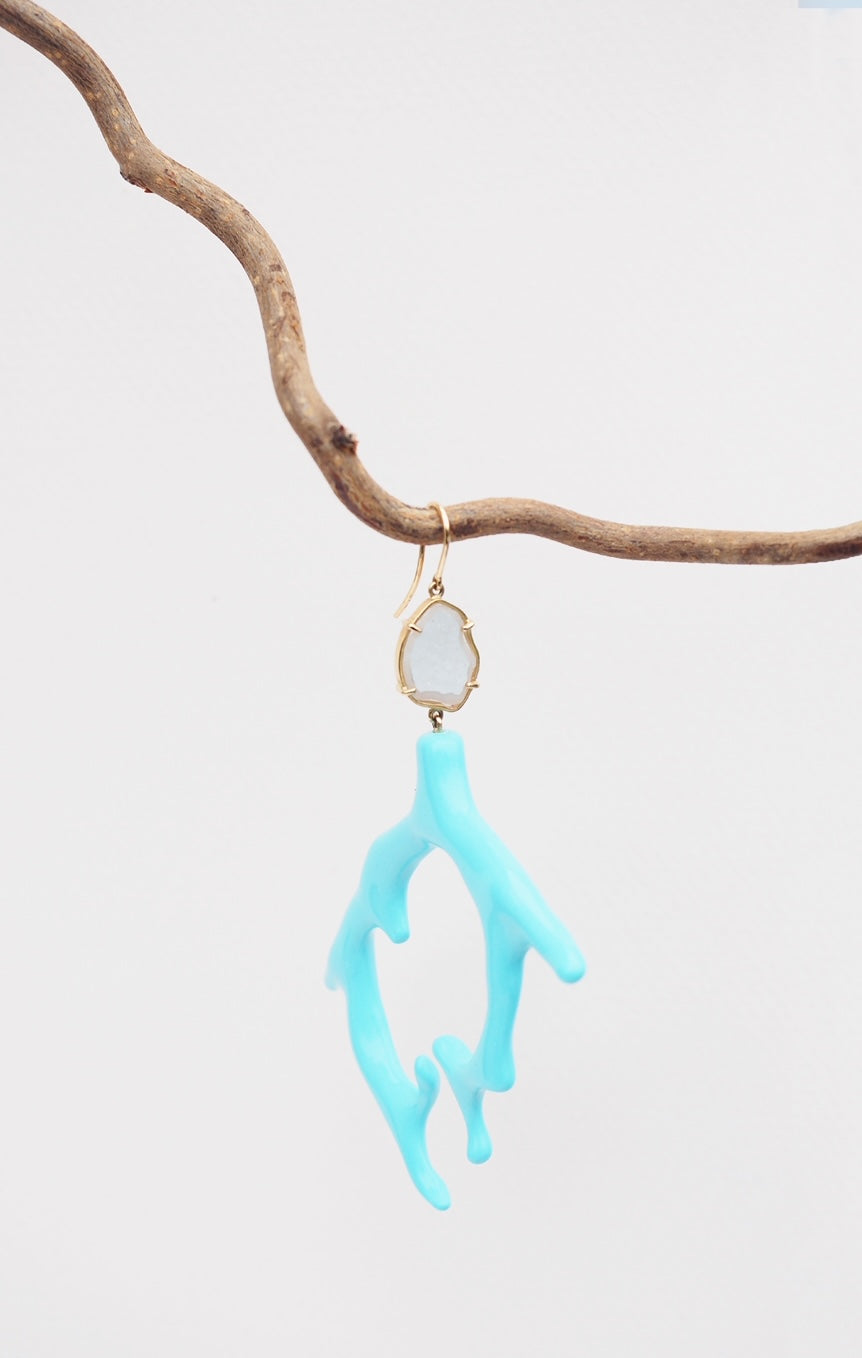 LINNA earring XL, turquoise/white