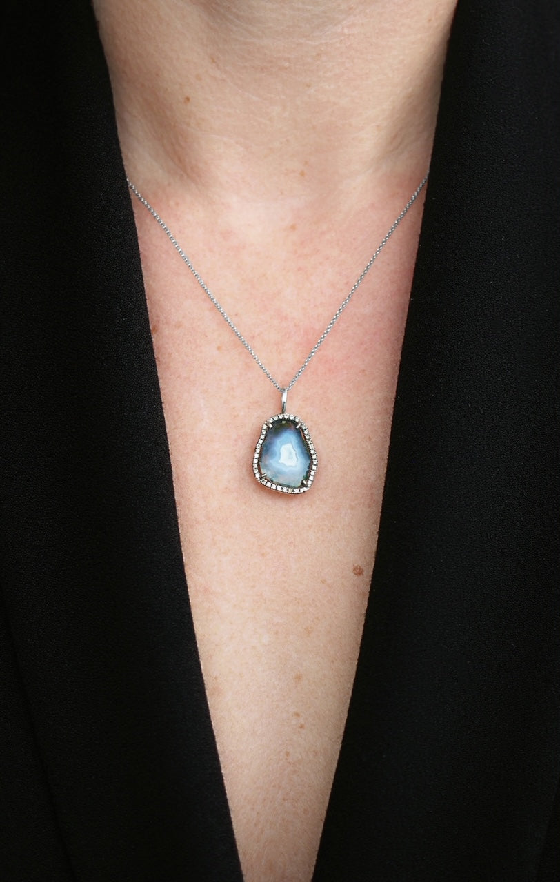 LOUISE Pendant, blue, white gold