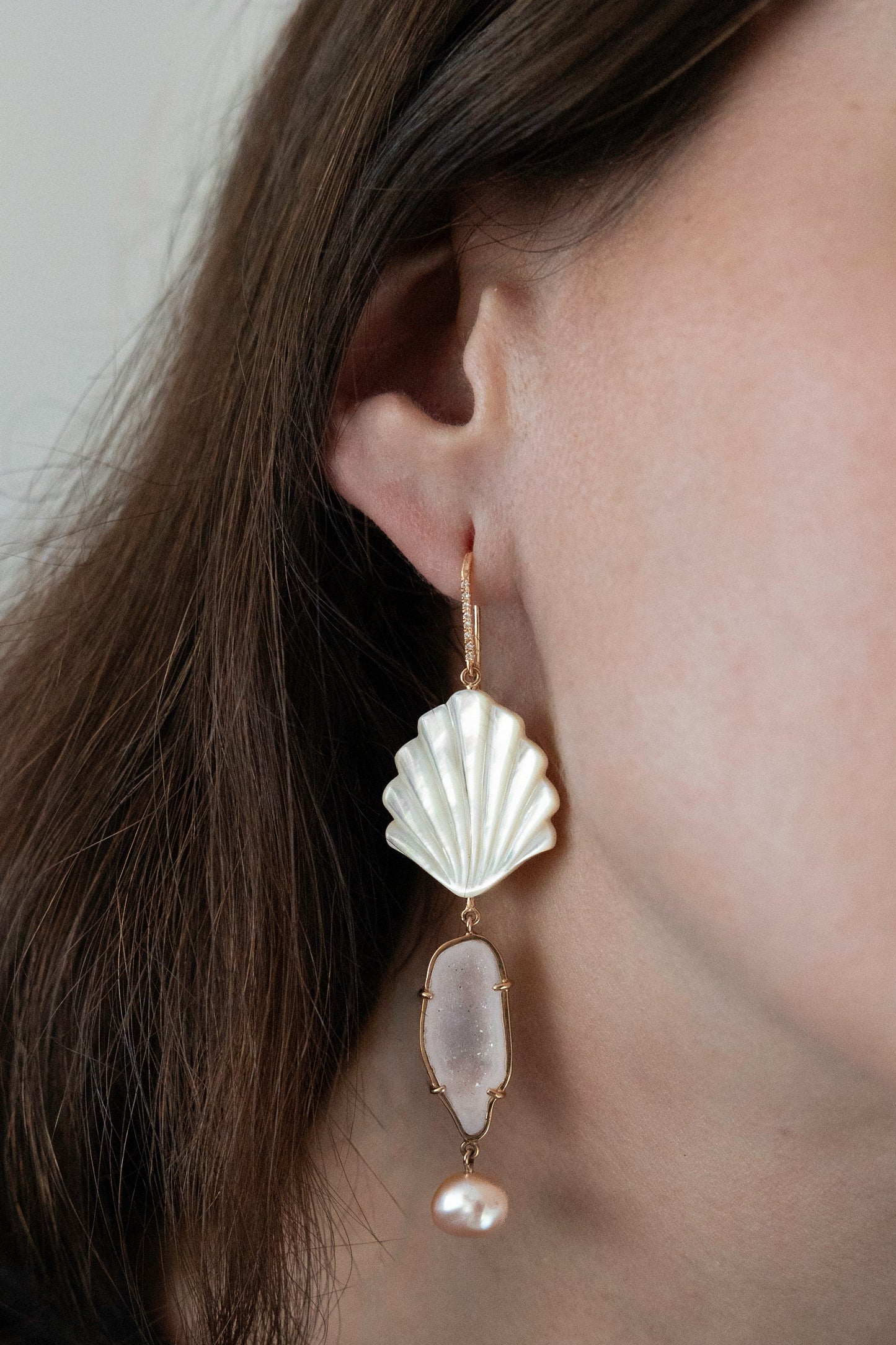 Ocean Geode earrings, white