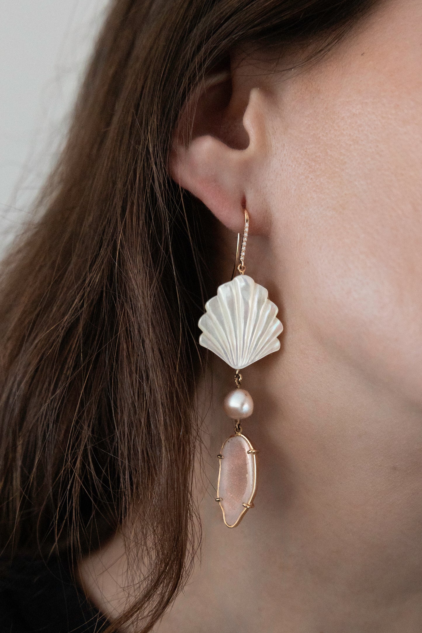 Ocean Geode earrings, white