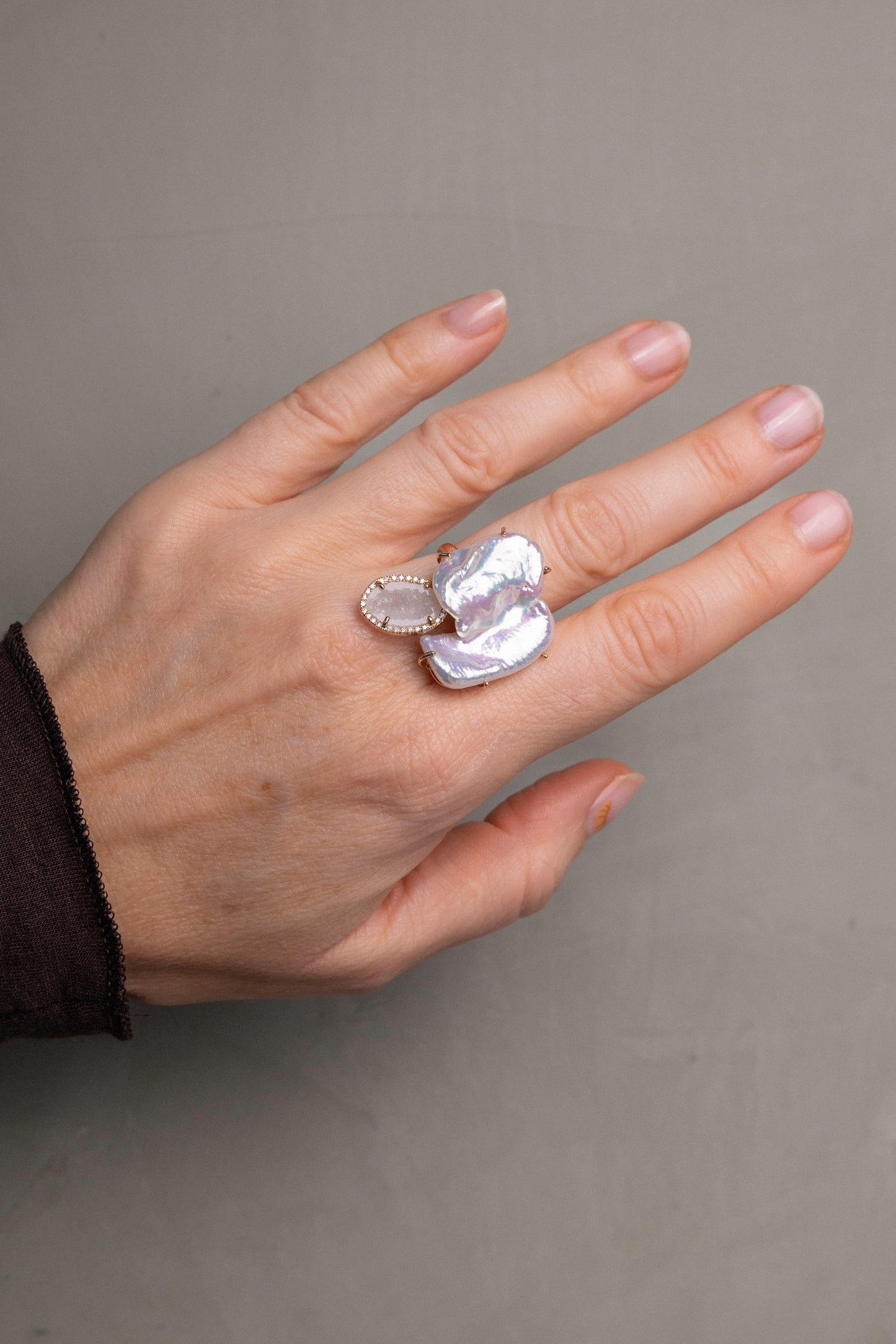 Clio ring, pearl/blush