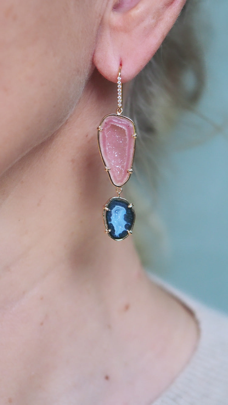 OLIVINA earrings, pink/blue