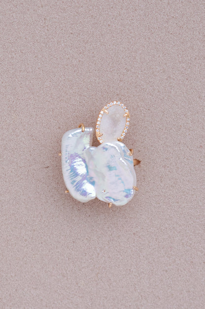 Clio ring, pearl/blush