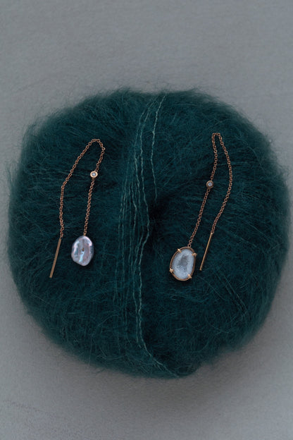 Moon earrings, green blue