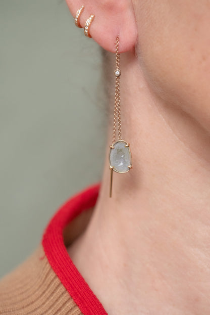 Moon earrings, green blue