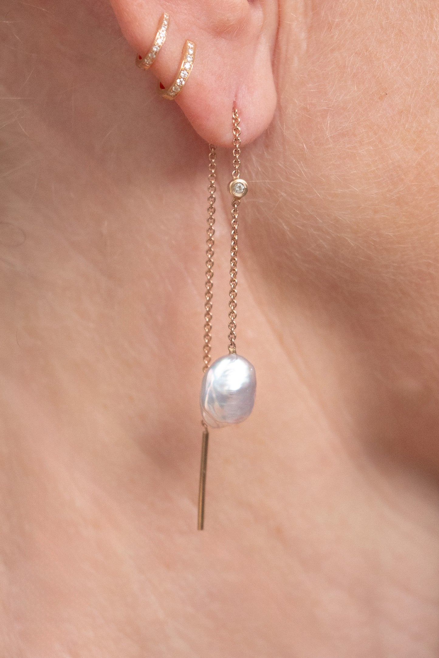 Moon earrings, green blue