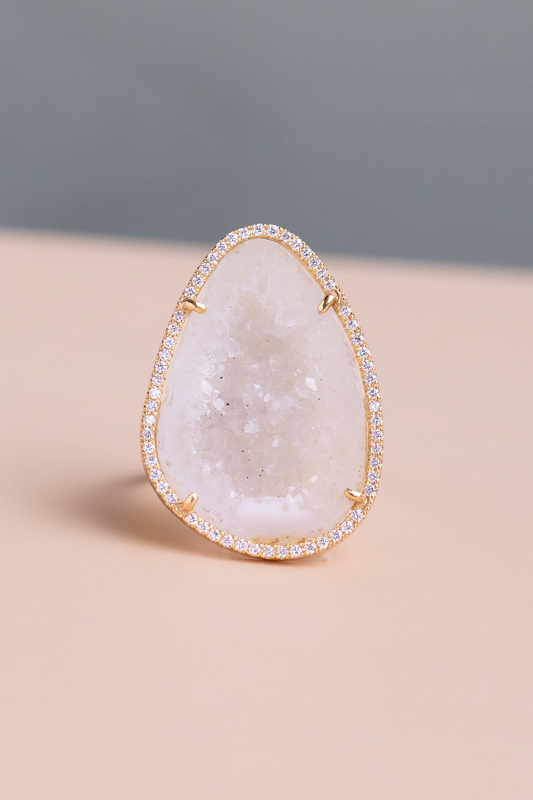 ROCKY ring,  vanilla (yellow gold)