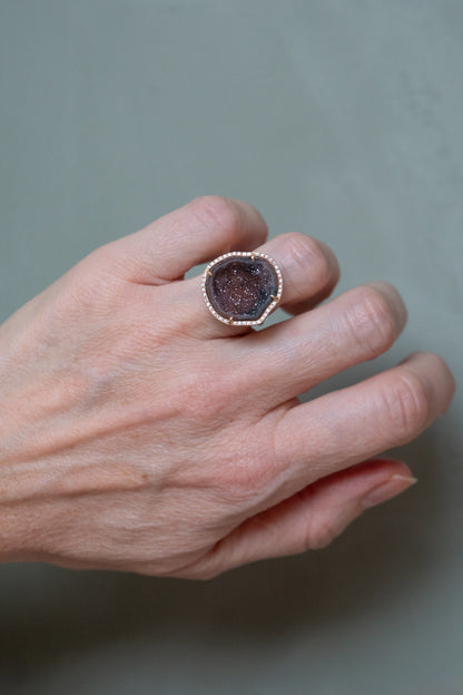 ROCKY ring, garnet red