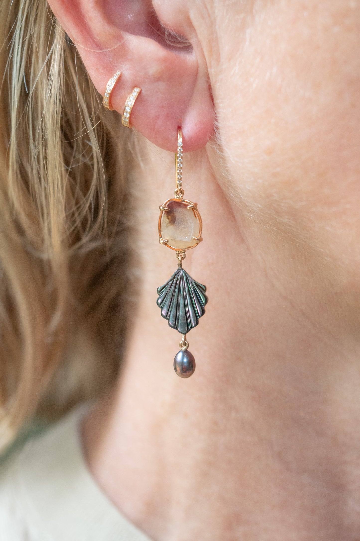 Ocean Geode earrings,