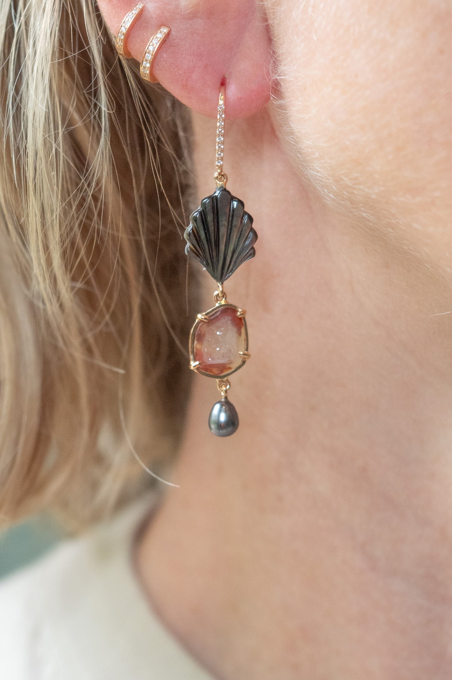 Ocean Geode earrings,