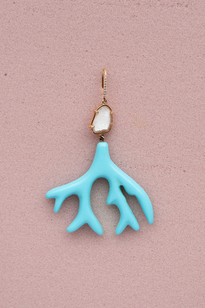 LINNA earring L, turquoise/white