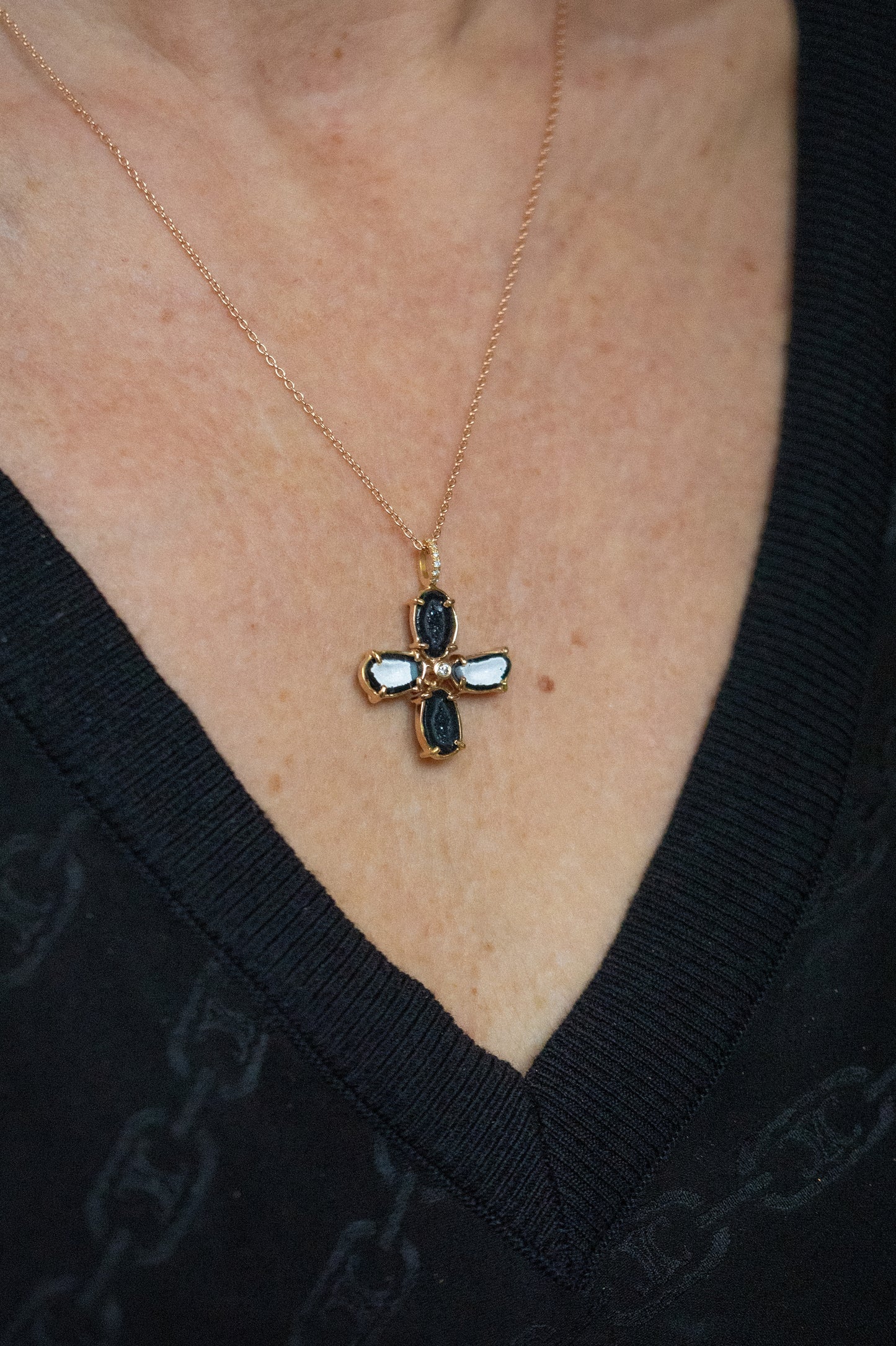 cross pendant, black