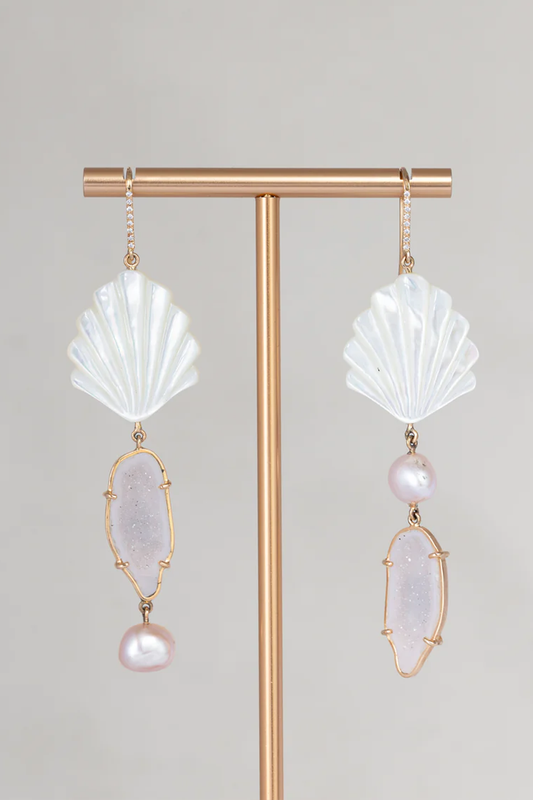 Ocean Geode earrings, white