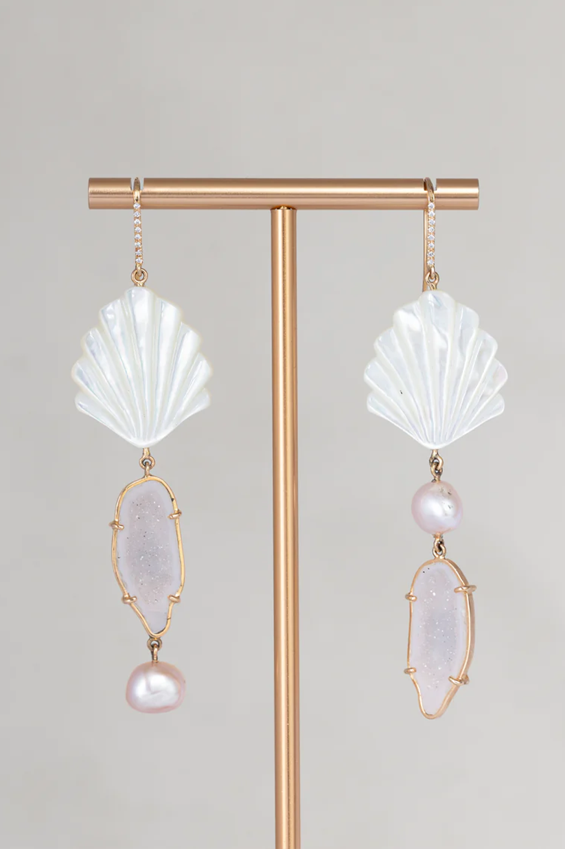Ocean Geode earrings, white
