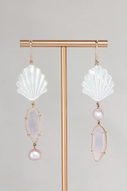 Ocean Geode earrings, white