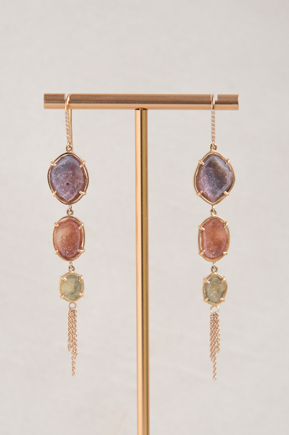 AUDREY earrings, lilac/nude/green