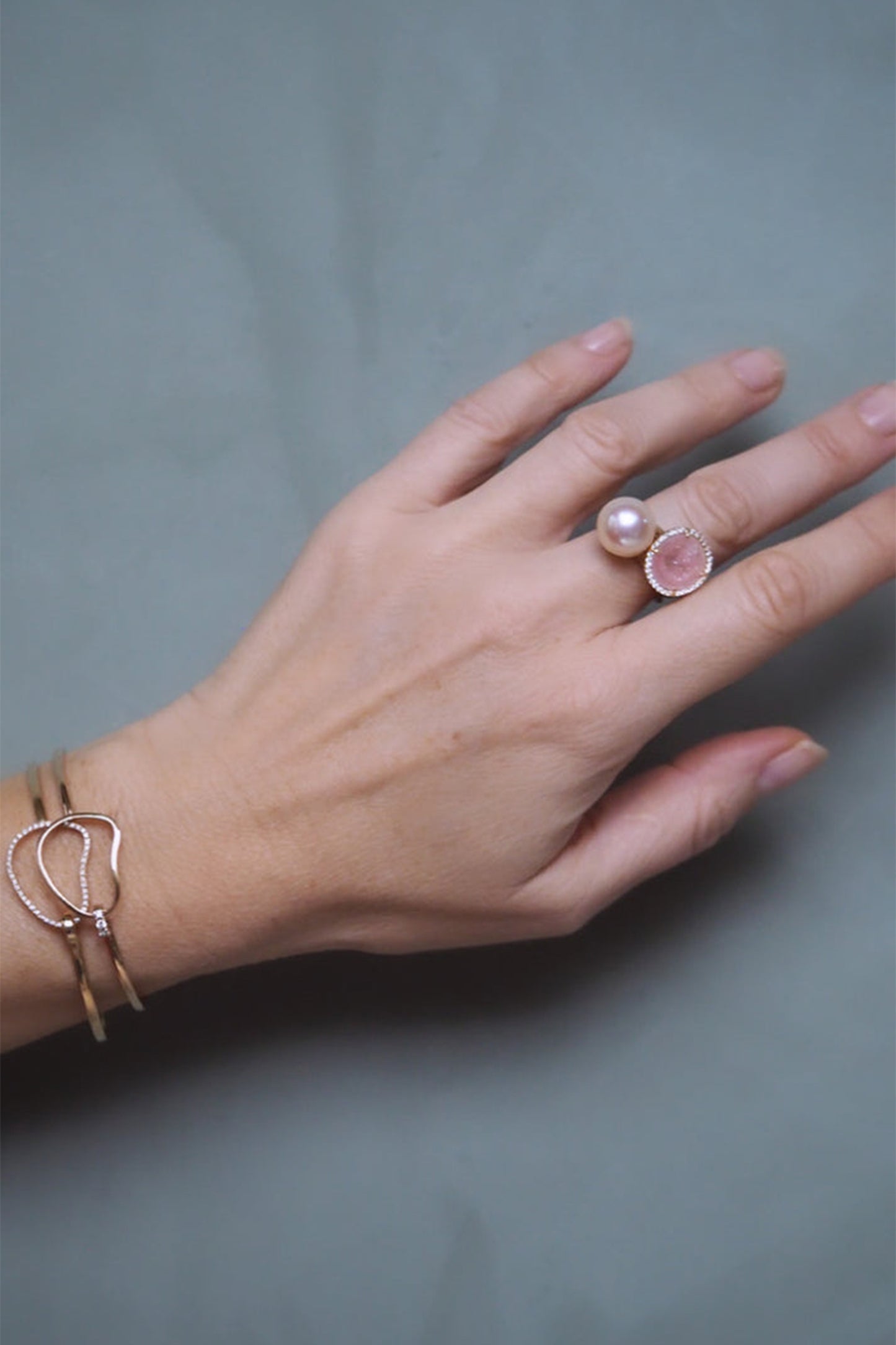 SELENE ring, pearl/blush