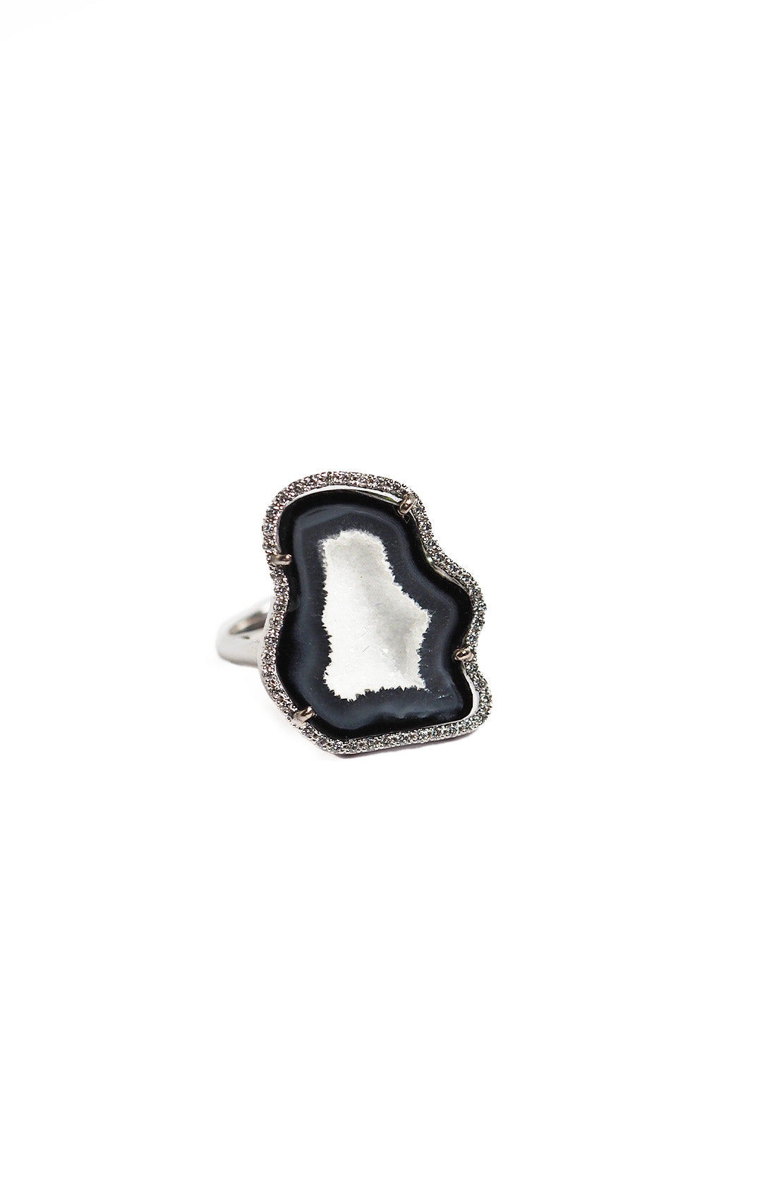 ROCKY ring, black/grey (white gold)