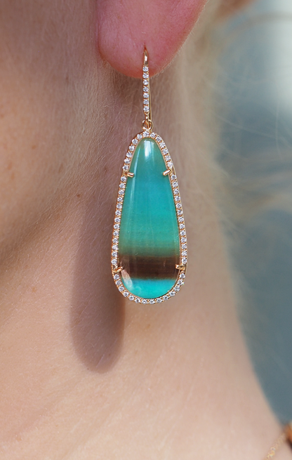 Lagoon earrings, petroleum blue