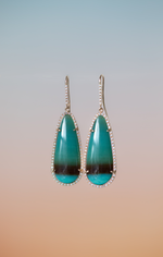 Lagoon earrings, petroleum blue